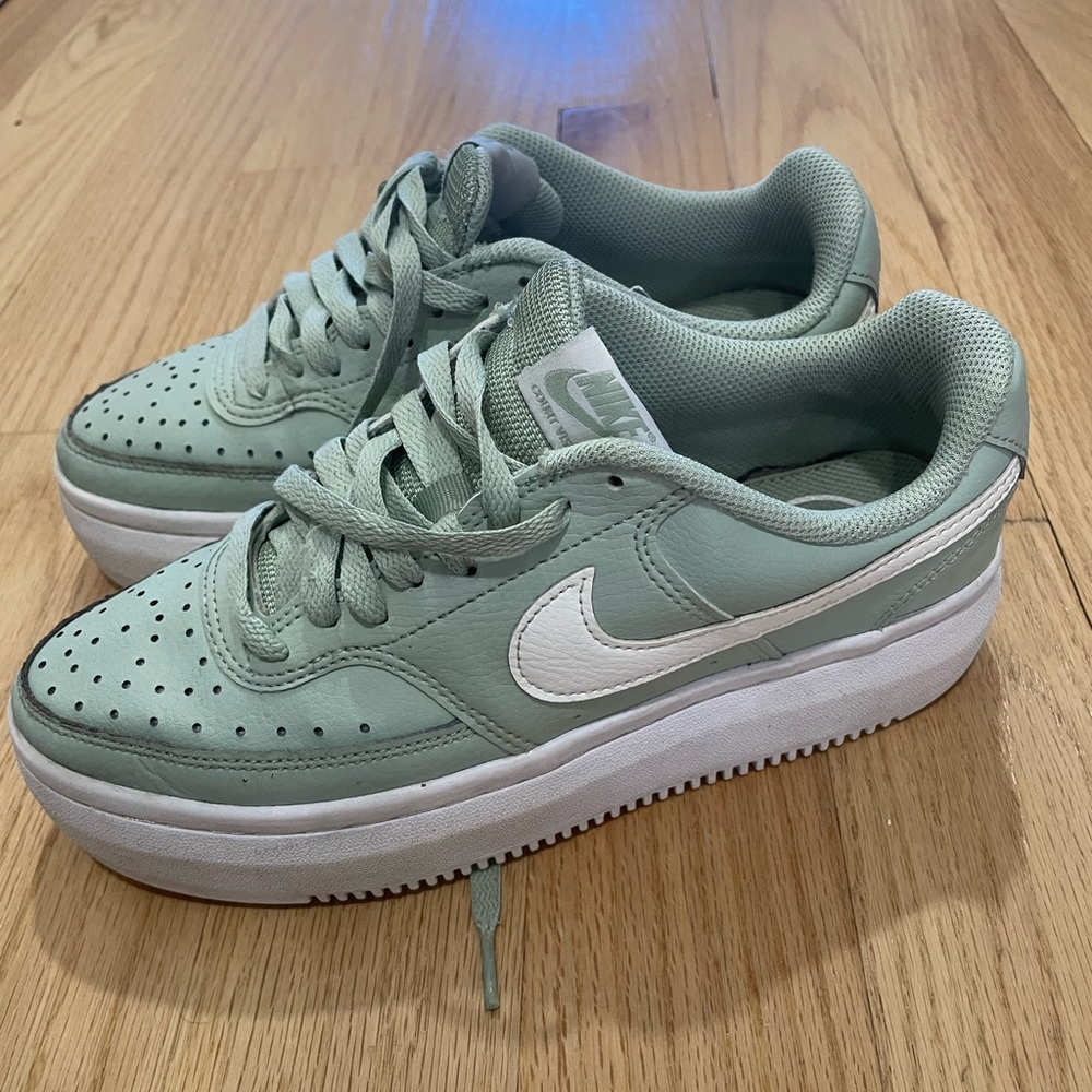 Nike Court Vision Alta | Mint Green Sneakers with White Accents | Size 8 |